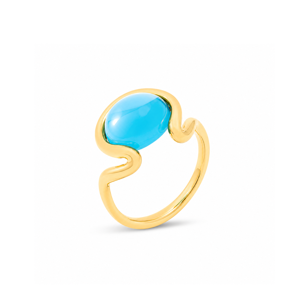 Sky Blue Topaz Open Wave Ring