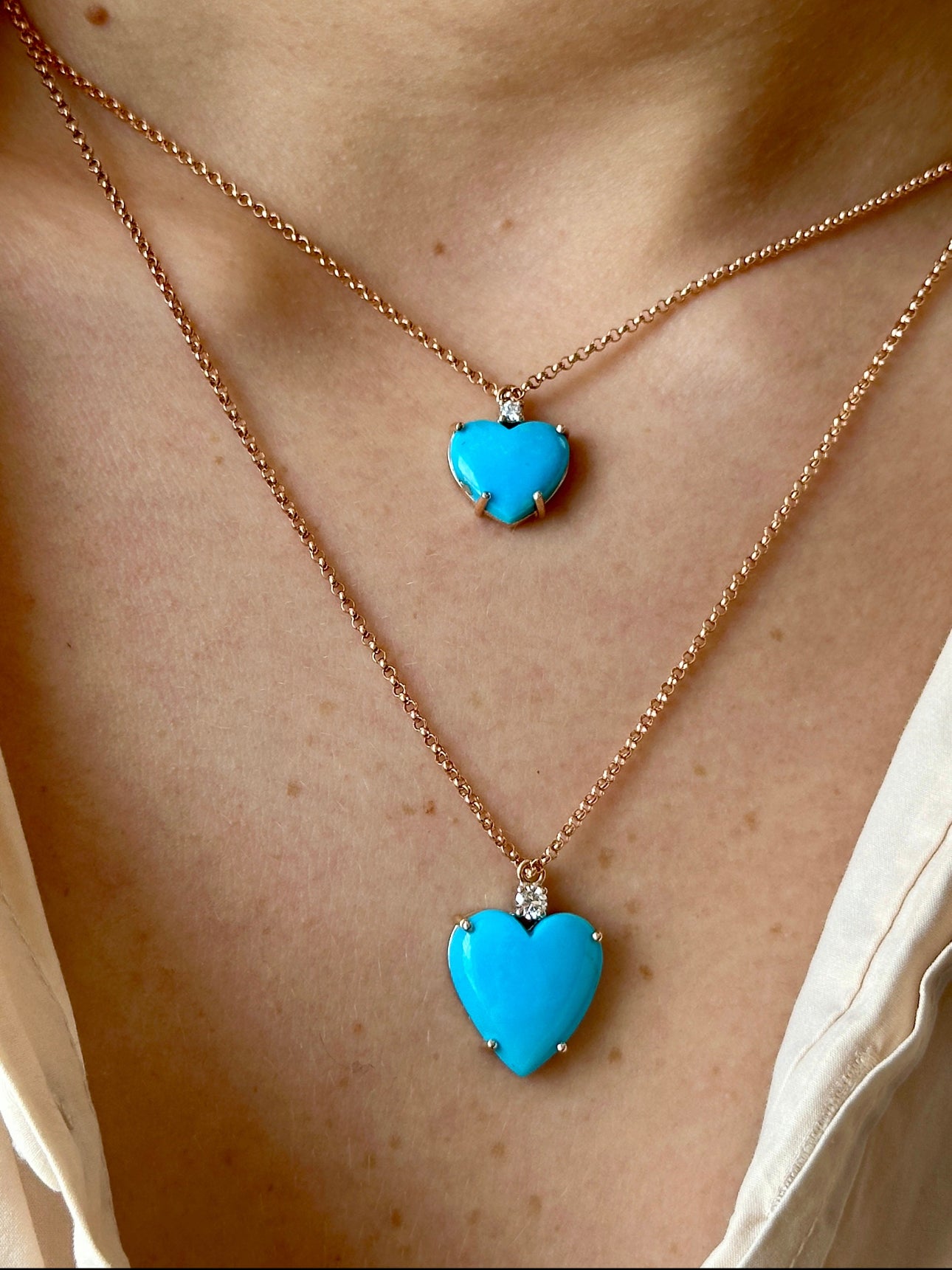 Natural Sleeping Beauty Turquoise Diamond Heart Pendant