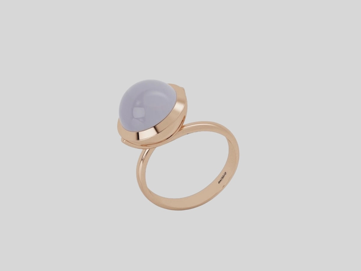 Blue Chalcedony Large Sphere Ring