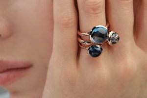 London Blue Topaz Small Sphere Ring - Image 3