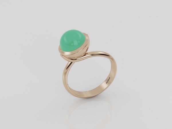 Apple Green Chrysoprase Small Sphere Ring