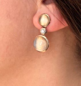 Moonstone Rose Quartz Diamonds Energy Earrings - Image 4