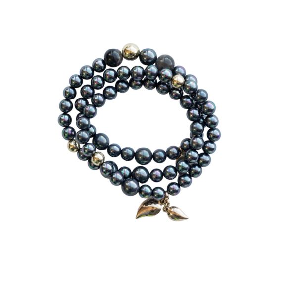 Black Shell Pearls Bracelet/Necklace