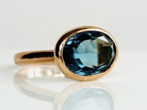 Checkerboard Sky Blue Topaz Ring - Image 3