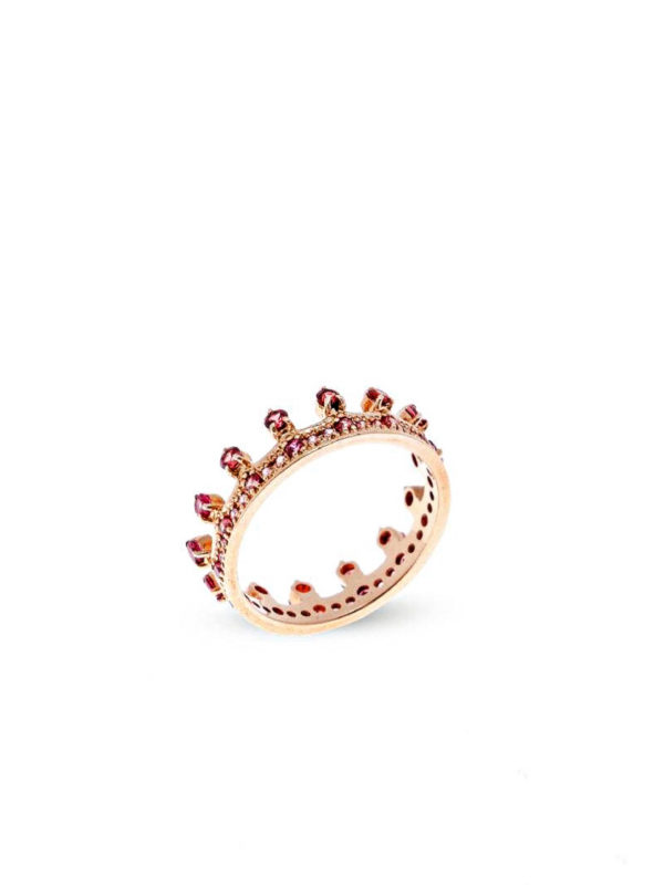 Pink Spinel Sapphires Crown Ring