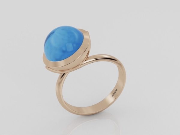 Sky Blue Topaz Large Sphere Ring