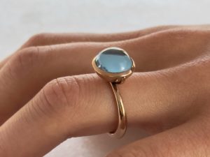 Sky Blue Topaz Large Sphere Ring - Image 3