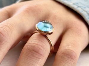 Sky Blue Topaz Large Sphere Ring - Image 7