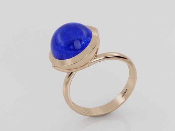 Lapis Large Sphere Ring