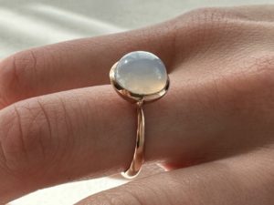 Blue Chalcedony Large Sphere Ring - Image 4