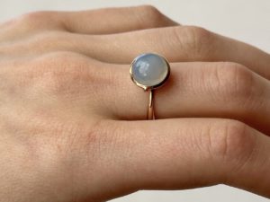 Blue Chalcedony Large Sphere Ring - Image 7