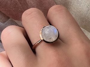 Rainbow Moonstone Large Sphere Ring - Image 3