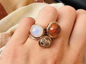 Rainbow Moonstone Large Sphere Ring - Image 5