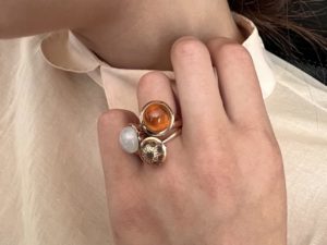 Rainbow Moonstone Large Sphere Ring - Image 7