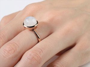 Rainbow Moonstone Large Sphere Ring - Image 2