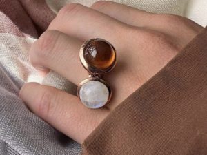 Rainbow Moonstone Large Sphere Ring - Image 8