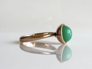 Apple Green Chrysoprase Small Sphere Ring - Image 2