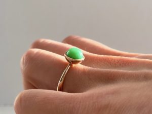 Apple Green Chrysoprase Small Sphere Ring - Image 3