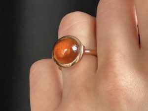 Hessonite Garnet Large Sphere Ring - Image 6