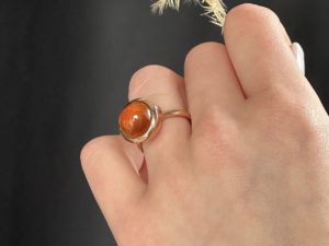 Hessonite Garnet Large Sphere Ring - Image 7