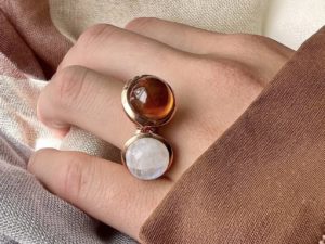 Hessonite Garnet Large Sphere Ring - Image 4