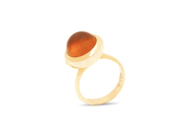 Hessonite Garnet Large Sphere Ring