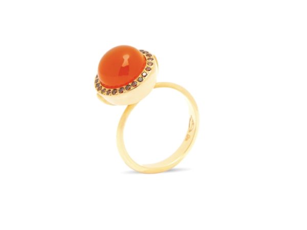 Carnelian Cognac Diamonds Ring