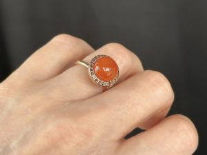 Carnelian Cognac Diamonds Ring - Image 3