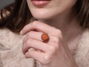 Carnelian Cognac Diamonds Ring - Image 8