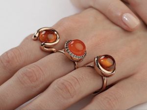 Carnelian Cognac Diamonds Ring - Image 9