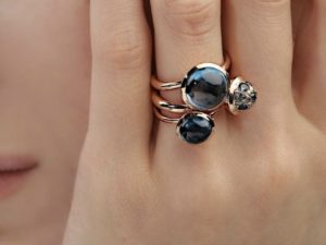 Blue Sapphires Small Sphere Ring - Image 3