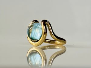 Swiss Blue Topaz Open Wave Ring - Image 4