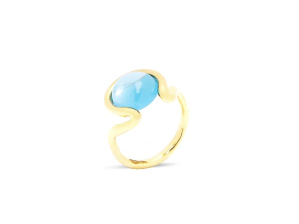 Swiss Blue Topaz Open Wave Ring