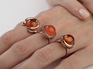 Hessonite Garnet Open Wave Ring - Image 3