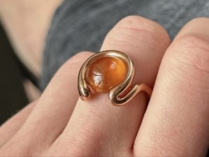 Hessonite Garnet Open Wave Ring - Image 9