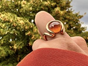 Hessonite Garnet Open Wave Ring - Image 10