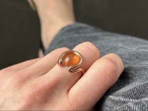 Hessonite Garnet Open Wave Ring - Image 11