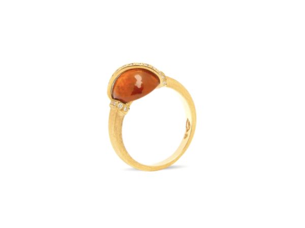 Hessonite Garnet Diamonds Band Ring