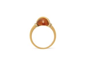 Hessonite Garnet Diamonds Band Ring - Image 2