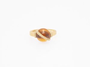 Hessonite Garnet Diamonds Band Ring - Image 3