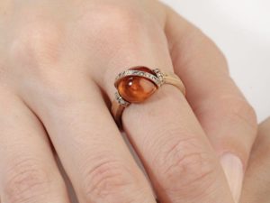 Hessonite Garnet Diamonds Band Ring - Image 6