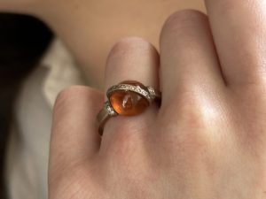 Hessonite Garnet Diamonds Band Ring - Image 8