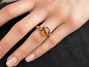 Hessonite Garnet Diamonds Band Ring - Image 11