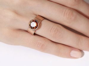 Padparadscha Sapphire Wide Band Ring - Image 4