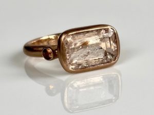 Simplicity Pink Morganite Garnet Ring - Image 6