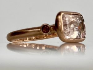 Simplicity Pink Morganite Garnet Ring - Image 7