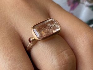 Simplicity Pink Morganite Garnet Ring - Image 5