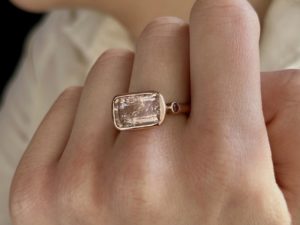 Simplicity Pink Morganite Garnet Ring - Image 4