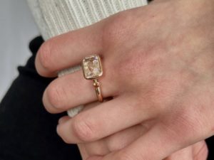 Simplicity Pink Morganite Garnet Ring - Image 3