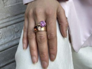 Pink Sapphire Medium Band Ring - Image 11